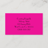 メイクアップアーティスト、ホットピンクの名刺 名刺 (裏面)