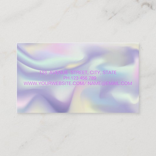 メイクアップアーティスト、ホロフェイクグラフィを点滅モダンさせる 名刺 (裏面)