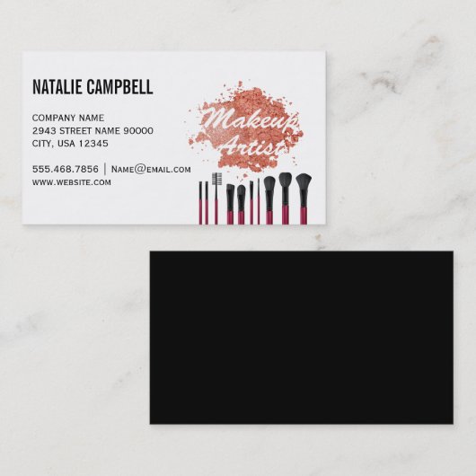 メイクアップアーティスト |ムアパウダーとブラシ 名刺 (正面/裏面)
