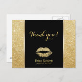 メイクアップアーティスト モダンゴールド グリッター リップス サンクス ポストカード (正面/裏面)