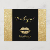 メイクアップアーティスト モダンゴールド グリッター リップス サンクス ポストカード (正面)