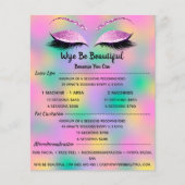 メイクアップアーティスト ラッシュ グリッター 価格表 美容師 チラシ (正面)