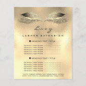 メイクアップアーティスト ラッシュ グリッター 2ページ 価格表 ゴールド チラシ (正面)