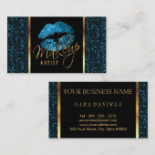 メイクアップアーティスト – レオパード&ターコイズリップス 名刺 (正面/裏面)
