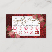 メイクアップアーティスト – レッドグリッターとフローラデザイン ロイヤリティカード (正面)