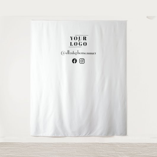 メイクアップアーティスト ロゴ ソーシャルメディア フォト バックドロップ タペストリー (正面)