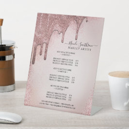 メイクアップアーティスト ローズゴールド グリッター グラム サービスリスト 台座サイン