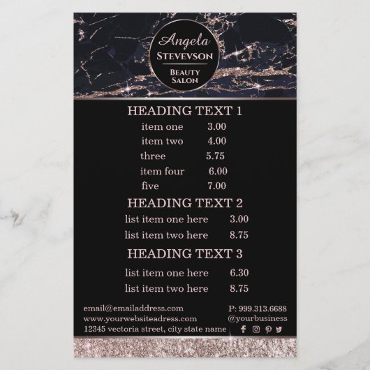 メイクアップアーティスト ローズゴールド マーブル フライヤー (正面)