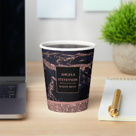 メイクアップアーティスト ローズゴールド マーブル 紙コップ