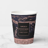 メイクアップアーティスト ローズゴールド マーブル 紙コップ (正面)