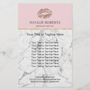 メイクアップアーティスト ローズゴールド リップ ピンク マーブル サロン チラシ
