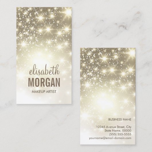 メイクアップアーティスト – 光沢のある金ゴールドきらめき 名刺 (正面/裏面)