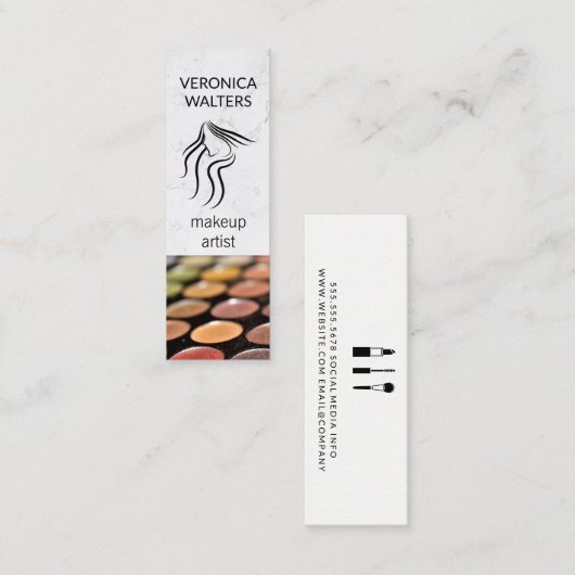 メイクアップアーティスト |化粧パレット |ボーティシャン スキニー名刺 (正面/裏面)