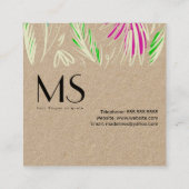 メイクアップアーティスト、明るいジャングルのドードル スクエア名刺 (裏面)