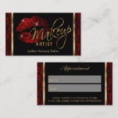 メイクアップアーティスト – 濃い赤 予約カード (正面/裏面)