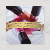 メイクアップアーティスト |爪、 ネイルツールとメイクアップツール スクエア名刺 (正面)