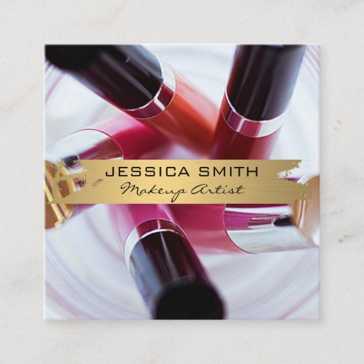メイクアップアーティスト |爪、 ネイルツールとメイクアップツール スクエア名刺 (正面)