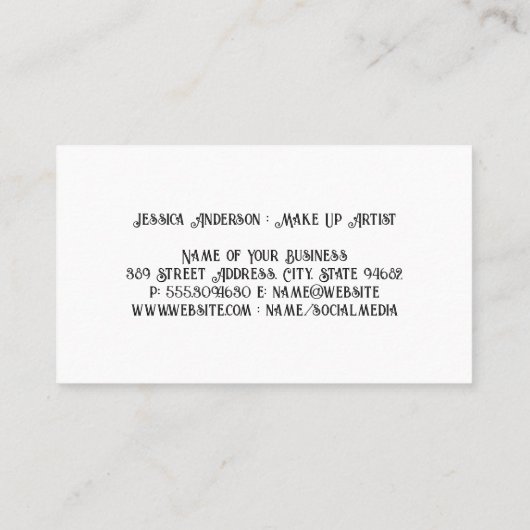 メイクアップアーティスト |目の点滅 |グロー 名刺 (裏面)