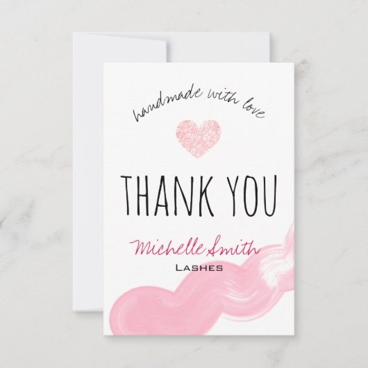 メイクアップアーティスト、眉をピンク感謝していに サンキューカード (正面)