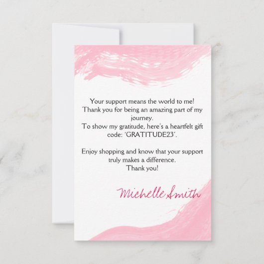 メイクアップアーティスト、眉をピンク感謝していに サンキューカード (裏面)