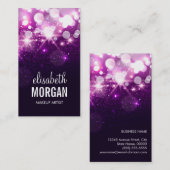メイクアップアーティスト – 紫のグリッターの輝き 名刺 (正面/裏面)