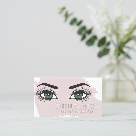 メイクアップアーティスト |緑エレガントの目ライトスキントーン 名刺 (スタンド正面)