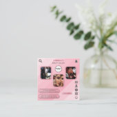 メイクアップアーティスト | 美しいサロン写真ピンクトレンディー スクエア名刺 (スタンド正面)