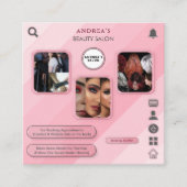 メイクアップアーティスト | 美しいサロン写真ピンクトレンディー スクエア名刺 (正面)