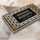 メイクアップアーティスト&美容師エレガント金ゴールドアールデコ 名刺