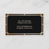 メイクアップアーティスト&美容師エレガント金ゴールドアールデコ 名刺 (裏面)