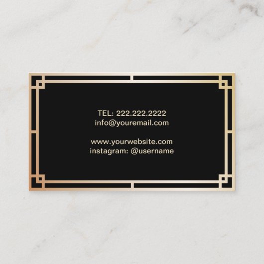 メイクアップアーティスト&美容師エレガント金ゴールドアールデコ 名刺 (裏面)