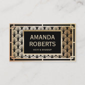 メイクアップアーティスト&美容師エレガント金ゴールドアールデコ 名刺 (正面)