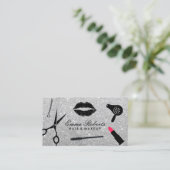 メイクアップアーティスト&美容師モダンシルバーグリッター 名刺 (スタンド正面)