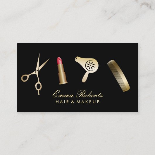 メイクアップアーティスト&美容師モダン美しいサロン 名刺 (正面)