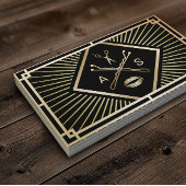 メイクアップアーティスト&美容師モダン金ゴールドアールデコ 名刺