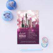 メイクアップアーティスト 美容師 - ピンクビューティー グリッター チラシ (シングル)