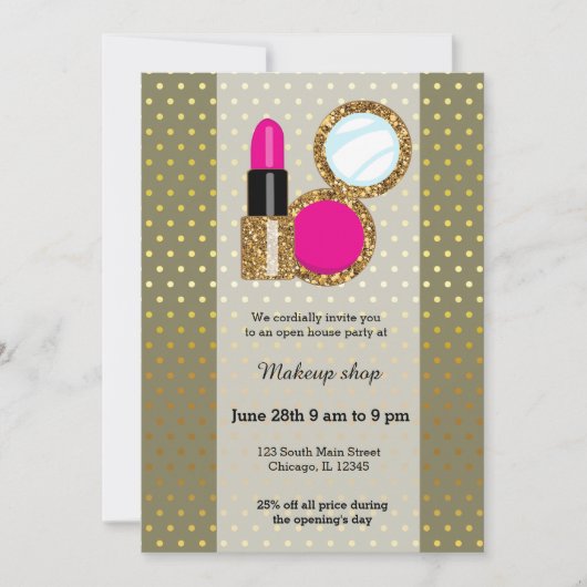 メイクアップアーティスト – 背景色の選択 招待状 (正面)