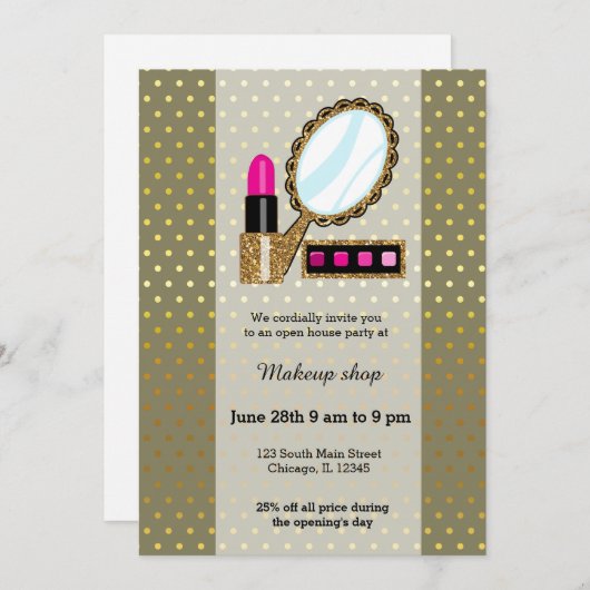 メイクアップアーティスト – 背景色の選択 招待状 (正面/裏面)