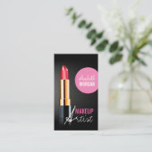 メイクアップアーティスト – 赤スタイリッシュ口紅ピンク美しい 名刺 (スタンド正面)