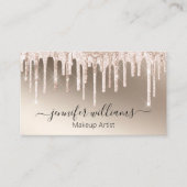 メイクアップアーティスト、金ゴールド滴下グリッターシック 名刺 (正面)