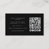 メイクアップアーティスト 黒白 ソーシャルメディア QR 写真 名刺 (裏面)