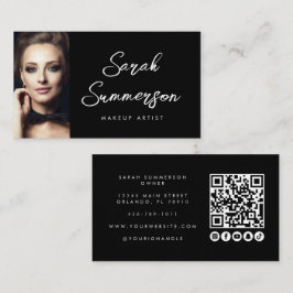 メイクアップアーティスト 黒白 ソーシャルメディア QR 写真 名刺
