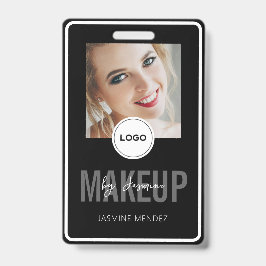 メイクアップアーティスト 黒白 写真 ラニヤード バッジ