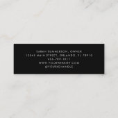 メイクアップアーティスト 黒 エレガント シンプル 写真 スキニー名刺 (裏面)