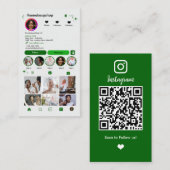 メイクアップアーティスト Instagram グリーン | QRコード 名刺 (正面/裏面)