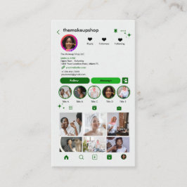 メイクアップアーティスト Instagram グリーン | QRコード 名刺