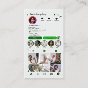 メイクアップアーティスト Instagram グリーン   QRコード 名刺