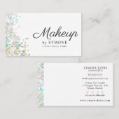 メイクアップアーティスト、MUA、美しいサロンホログラフィック 名刺 (正面/裏面)