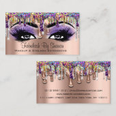 メイクアップアーティストBrow Purple Holigraph Drips Lashes 名刺 (正面/裏面)