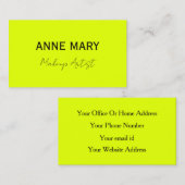 メイクアップアーティストChartreuse Yellow カラフルモダン 名刺 (正面/裏面)